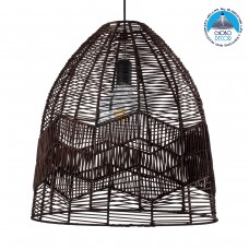 GloboStar Aloha Μοντέρνο Κρεμαστό Φωτιστικό Μονόφωτο με Σχοινί και Ντουί E27 σε Καφέ Χρώμα 01752