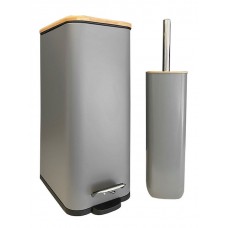 Sidirela Πλαστικό Σετ Πιγκάλ και Καλαθάκι Μπάνιου Soft Close 7lt Γκρι E-1810-GR