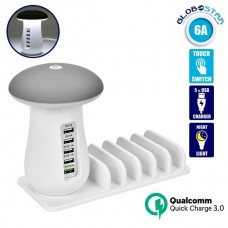 GloboStar Βάση Φόρτισης με 5 Θύρες USB-A 30W Quick Charge 3.0 σε Λευκό χρώμα 79705