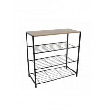 Παπουτσοθήκη Με 4 Ράφια Μαύρο Μέταλλο-Ξύλο 63x30x63cm ANKOR 816361