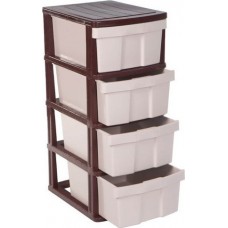 Συρταριέρα Πλαστική Μπεζ-Καφέ με 4 Συρτάρια HOMEPLAST ZHBA4