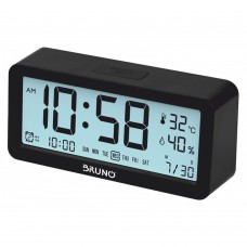 BRUNO ξυπνητήρι με μέτρηση θερμοκρασίας και υγρασίας μαύρο BRN-0128
