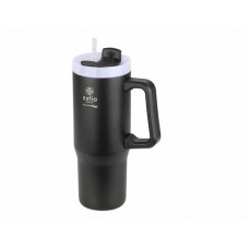 Estia Straw Tumbler XL Ανακυκλώσιμο Handled Tumbler Θερμός Ανοξείδωτο BPA Free 900ml Midnight Black 01-32111
