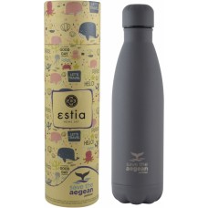 Μπουκάλι Θερμός 0.5lt Travel Flask Save The Aegean Grey Matte Estia 01-8550