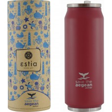 Ποτήρι Θερμός 0.5lt Travel Cup Save The Aegean Red Matte Estia 01-9854