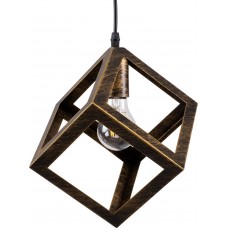 Μοντέρνο Κρεμαστό Φωτιστικό Μονόφωτο με Ντουί E27 σε Μπρούτζινο Χρώμα Cube GloboStar 00803