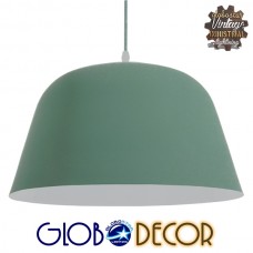 Μοντέρνο Κρεμαστό Φωτιστικό Οροφής Μονόφωτο Γκρι Πράσινο Μεταλλικό Καμπάνα Φ40xY24cm UPVALE GloboStar 01285