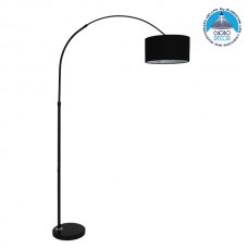 Μοντέρνο Φωτιστικό Δαπέδου Μονόφωτο Μεταλλικό Μαύρο με Καπέλο Φ34 GloboStar IMPERIAL BLACK 01587