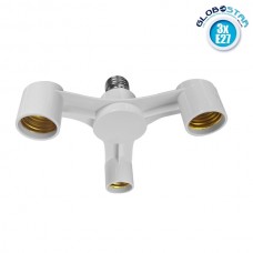 Πλαστικός Αντάπτορας Μετατροπέας από 1xE27 Ντουί σε 3xE27 Ντουί Λευκό GloboStar 78976