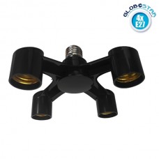 Πλαστικός Αντάπτορας Μετατροπέας από 1xE27 Ντουί σε 4xE27 Ντουί Μαύρο GloboStar 78978