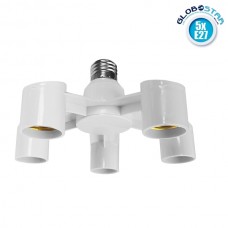 Πλαστικός Αντάπτορας Μετατροπέας από 1xE27 Ντουί σε 5xE27 Ντουί Λευκό GloboStar 78979 