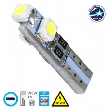 GloboStar 81029 Λάμπα Αυτοκινήτου T5 3rd Generation Can-Bus LED 3 SMD 1210 0.6W 120lm 360° DC 12V IP20 Ψυχρό Λευκό 6000K