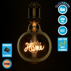 Λάμπα E27 G125 Deco Soft Letter Home LED FILAMENT 4W 340 lm 320° AC 85-265V Edison Retro με Διάφανο Γυαλί Ultra Θερμό Λευκό 2200 K Dimmable GloboStar 99254