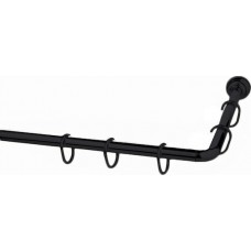 Grekon No1270 Βέργα Κουρτίνας Μπάνιου Γωνιακή Βιδωτή από Αλουμίνιο Μαύρη 90x90εκ. BG-1125030