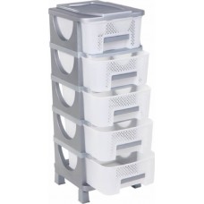 Συρταριέρα Πλαστική σε Γκρι Χρώμα 5 Θέσεων Ούμα Διάτρητη 42x38x95cm Homeplast A00281