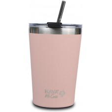 Nava Ποτήρι Θερμός Ανοξείδωτο 450ml Ροζ με Καλαμάκι 10-262-110