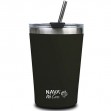 Nava Ποτήρι Θερμός Ανοξείδωτο 450ml Μαύρο με Καλαμάκι 10-262-114 