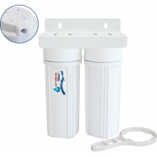 ΔΙΠΛΗ ΦΙΛΤΡΟΘΗΚΗ ΔΥΟ ΜΕΡΩΝ ΛΕΥΚΗ ΠΛΑΣΤΙΚΗ 10"-1/4" ΜΕ ΚΛΕΙΔΙ ΚΑΙ ΒΑΣΗ PROTEAS EW-013-0201