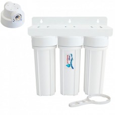 ΤΡΙΠΛΗ ΦΙΛΤΡΟΘΗΚΗ ΔΥΟ ΜΕΡΩΝ ΛΕΥΚΗ ΠΛΑΣΤΙΚΗ 10"-1/2" ΟΡΕΙΧΑΛΚΙΝΟ ΣΠΕΙΡΩΜΑ ΜΕ ΚΛΕΙΔΙ ΚΑΙ ΒΑΣΗ PROTEAS EW-013-0301