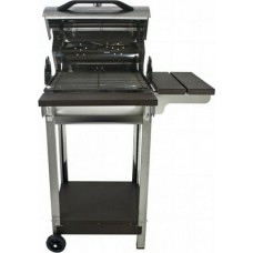 Ανοξείδωτη Ψησταριά Κάρβουνου με Καπάκι, Ρόδες, Σούβλα και Βοηθητική Επιφάνεια 45x40εκ. Pitsilos 1045