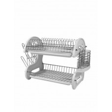 Πιατοθήκη Διώροφη για το Νεροχύτη Πλαστική σε Λευκό Χρώμα 53x23x33cm Sidi Home E-3153