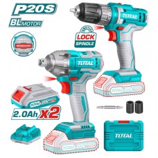 TOTAL ΣΕΤ ΔΡΑΠΑΝΟΚΑΤΣΑΒΙΔΟ + ΜΠΟΥΛΟΝΟΚΛΕΙΔΟ ΜΠΑΤ. Li-ion 20V / 2Ah / 2 ΜΠΑΤ TOSLI230702