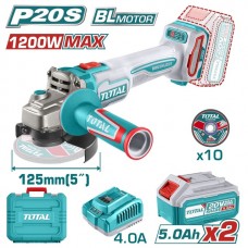 TOTAL ΣΕΤ ΓΩΝΙΑΚΟΣ ΤΡΟΧΟΣ 125mm ΜΠΑΤ. Li-ion 20V / 5Ah / 2 ΜΠΑΤ TAGLI2212532E