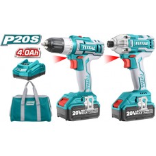 TOTAL ΕΠΑΓΓΕΛΜΑΤΙΚΟ ΣΕΤ ΔΡΑΠΑΝΟΚΑΤΣΑΒΙΔΟ ΚΑΙ ΠΑΛΜΙΚΟ ΚΑΤΣΑΒΙΔΙ ΜΠΑΤΑΡΙΑΣ ΛΙΘΙΟΥ 20V / 4Ah (TCKLI2004)