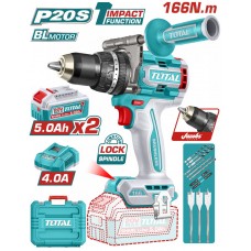 TOTAL ΔΡΑΠ/ΒΙΔΟ ΚΡΟΥΣΤΙΚΟ ΜΠΑΤ. Li-ion 20V / 5Ah / 166Nm / 2 ΜΠΑΤ BL Motor TIDLI201668E