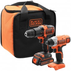 Black & Decker Σετ Κρουστικό Δραπανοκατσάβιδο & Παλμικό Κατσαβίδι 18V BCK21S1S  Black & Decker Σετ Κρουστικό Δραπανοκατσάβιδο & Παλμικό Κατσαβίδι 18V BCK21S1S