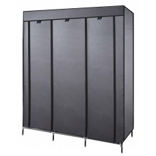 Υφασμάτινη Ντουλάπα με Φερμουάρ και Ράφια σε Γκρι Χρώμα 130x45x175cm BPC1500