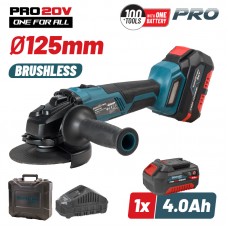 ΓΩΝΙΑΚΟΣ ΤΡΟΧΟΣ BRUSHLESS 20V 125ΜΜ ΚΑΙ ΜΠΑΤΑΡΙΑ 4Ah PRO BORMANN BBP5130
