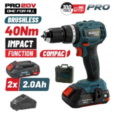BORMANN Σετ Δραπανοκατσάβιδο Compact,Brushless μπαταρίας 20V,Li-Ion με 2 Ταχύτητες BBP5144