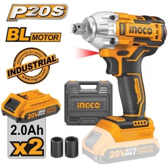 Ingco Brushless Μπουλονόκλειδο 20V 2x2Ah με Υποδοχή 1/2" CIWLI2038